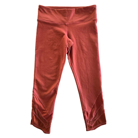 Alo Yoga Leggings Womens S Red Mesh Panel Activewear Cropped Pant Gym Athleisure - Picture 1 of 13